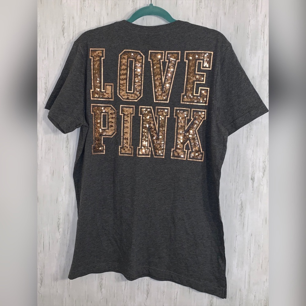 VS PINK T-Shirt Sequins Pink Logo
